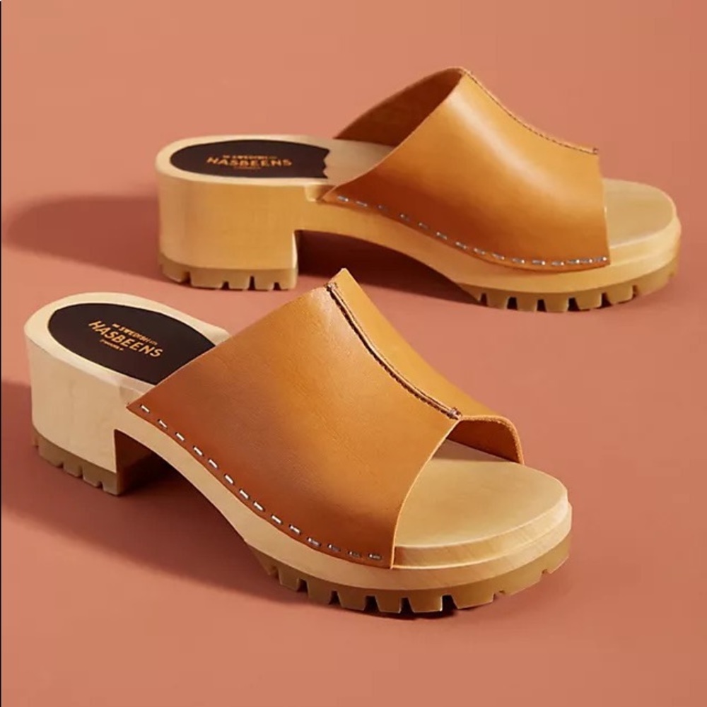 Swedish Hasbeens Ann Heeled Clogs
